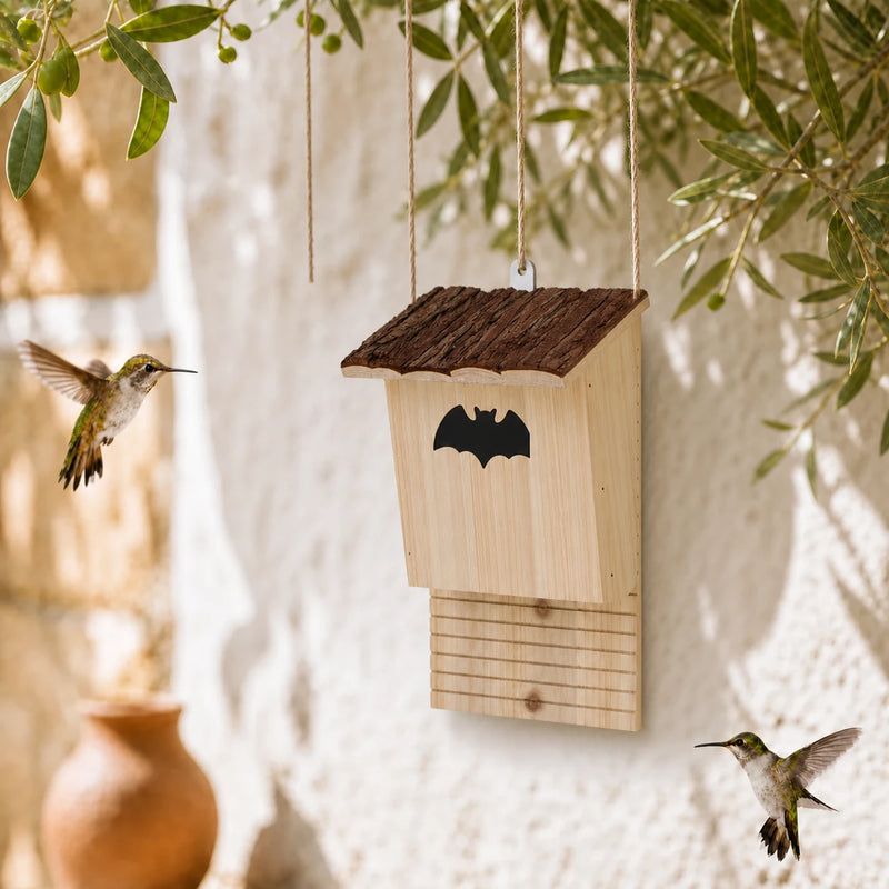 Fledermauskasten mit Dach aus Rinde