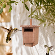 Vertikaler Nistkasten aus Holz anthrazit mit Front offen