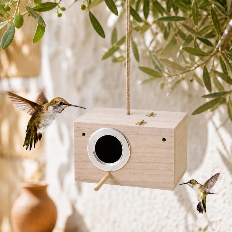 Nistkasten quadratisch aus Holz mit Dach abnehmbar, Maße 12 × 12 × 19,5 cm