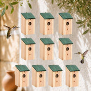 Set aus 10 Nistkästen aus Tanne grün, Maße 12 × 12 × 22 cm