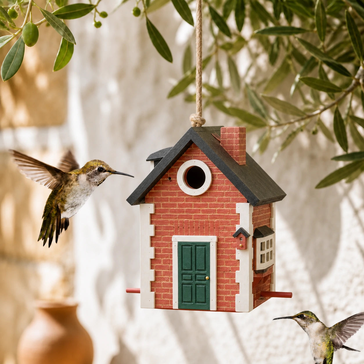 Nistkasten mit Vogelfutterhaus style Ziegel