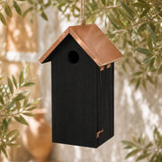Nistkasten schwarz mit Kupferdach Höhe 30 cm
