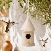 Hängenistkasten zylindrisch aus Holz mit Dach konisch