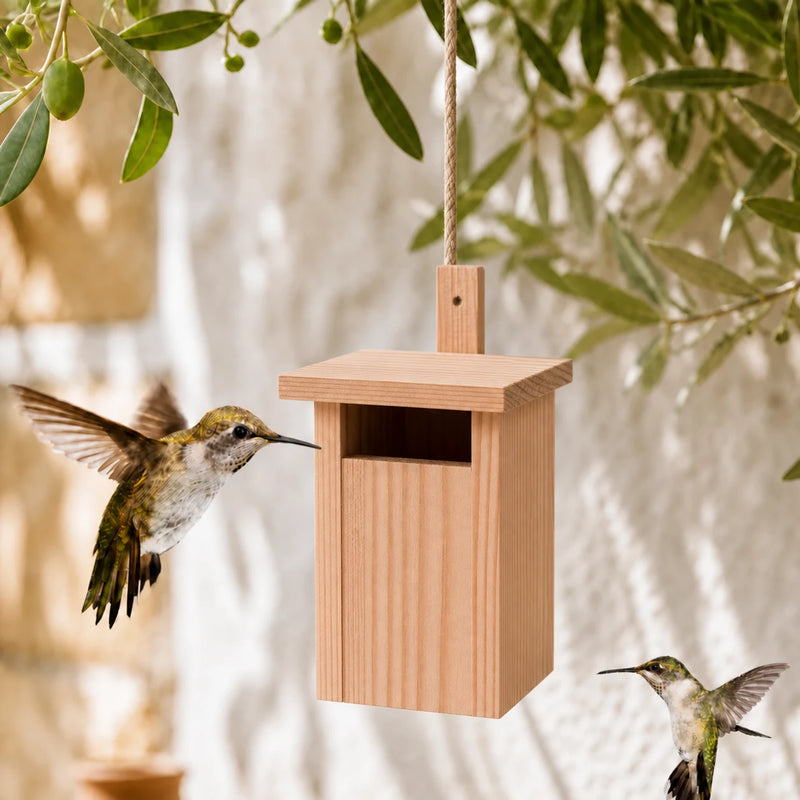 Halboffener Nistkasten aus Kiefer mit Flachdach