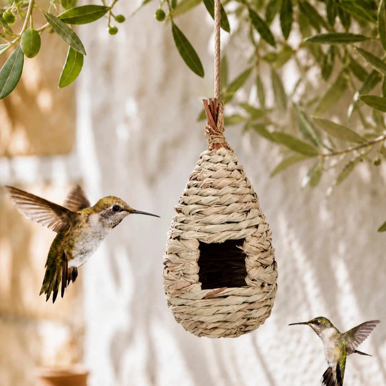 Hängenistkasten aus Rattan weiß
