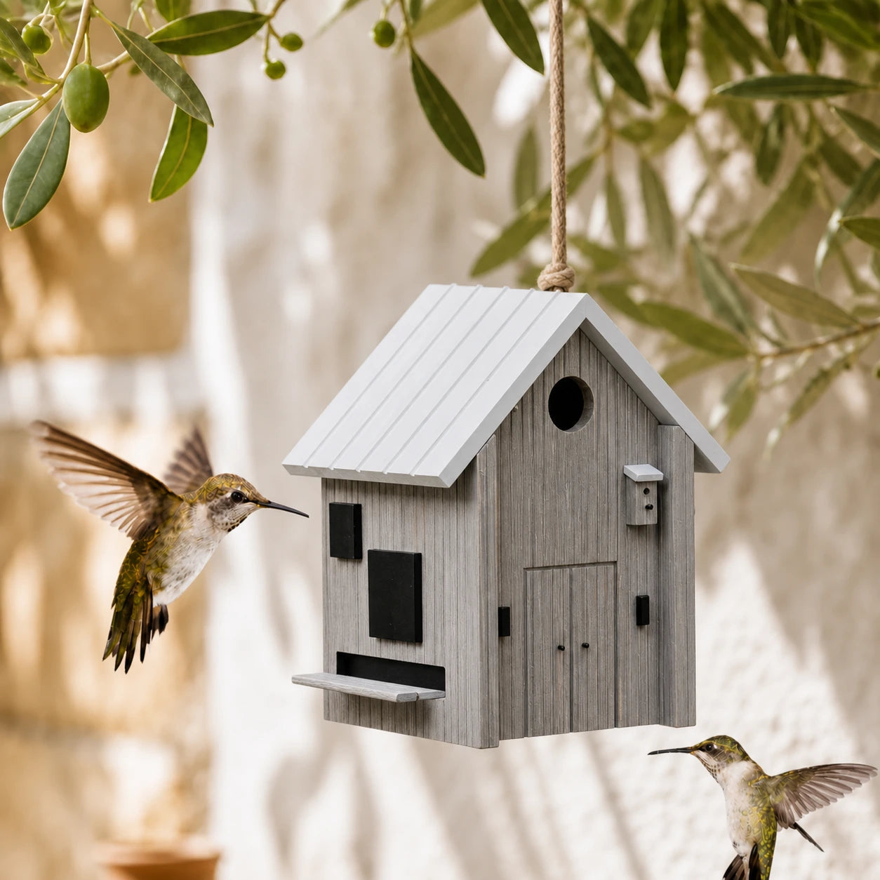 Nistkasten mit Vogelfutterhaus nordisch