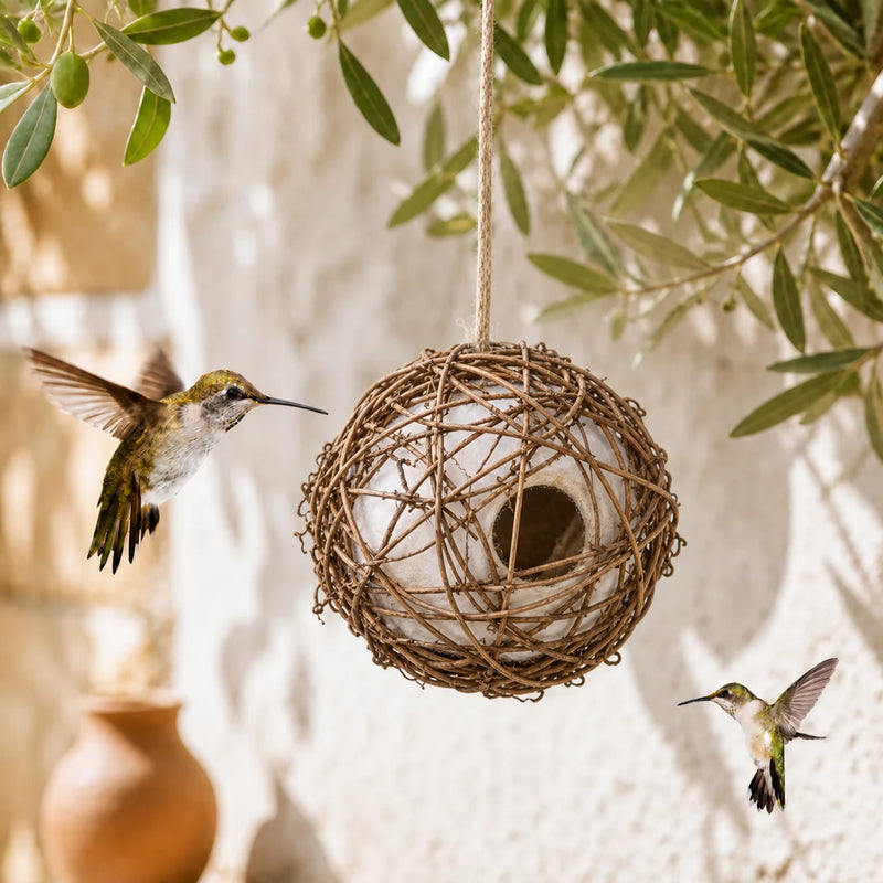 Nistkasten aus Rattan braun