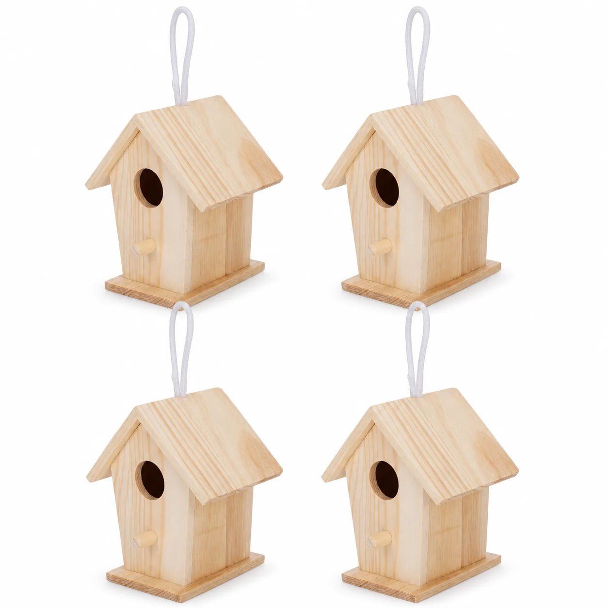 Set aus 4 Nistkästen hängend aus hellem Holz — Foto 2