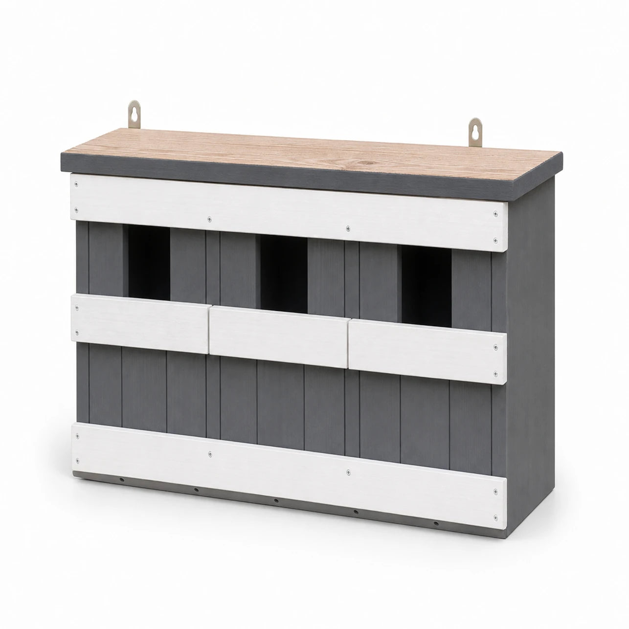 Set aus 3 Nistkästen aus Holz grau, Maße 44 × 15,5 × 21,5 cm — Foto 2