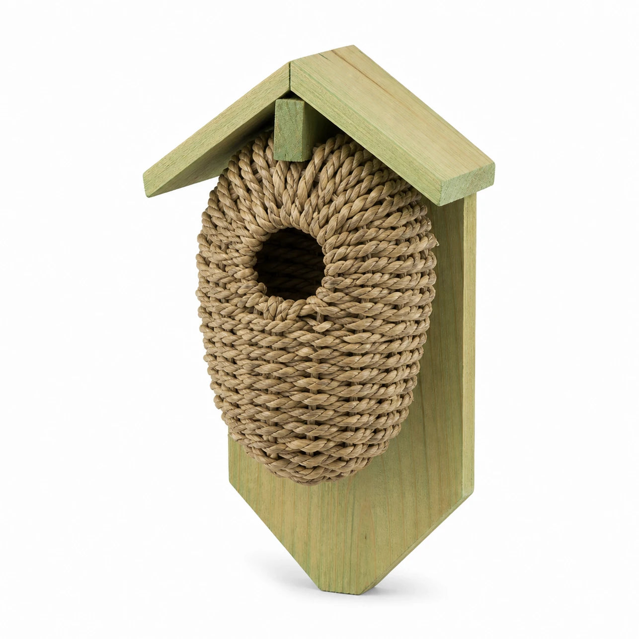 Nistkasten aus Holz und Seegras aus mer grün, Maße 15,2 × 10,2 × 26,2 cm — Foto 2