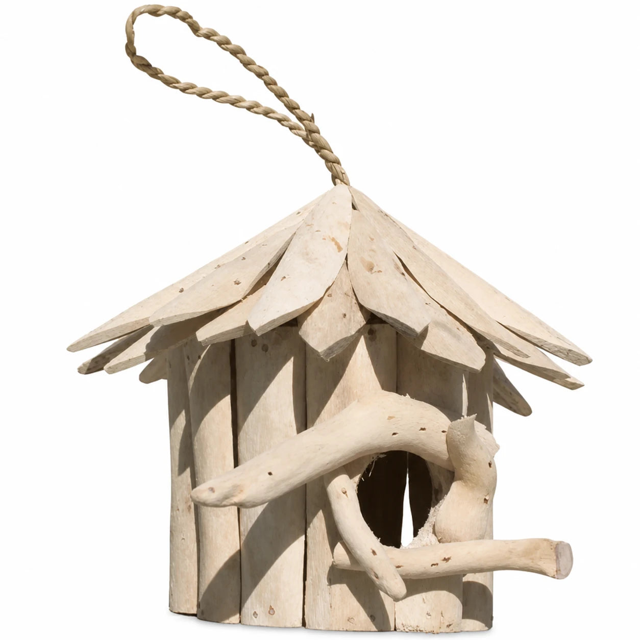 Runder Nistkasten aus Holz aus Albizienholz 20 x 18 cm — Foto 2