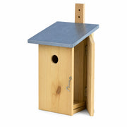 Nistkasten Beobachtungskasten aus Holz mit Dach aus Zink blau, Maße 22 × 17 × 39 cm — Foto 2