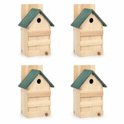 Set aus 4 Nistkästen Beobachtungskasten aus Tanne mit grünem Dach beige, Maße 23 × 19 × 33 cm — Foto 3