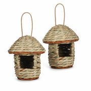 Set aus 2 Nistkästen hängend aus Rattan mit Dach konisch — Foto 3
