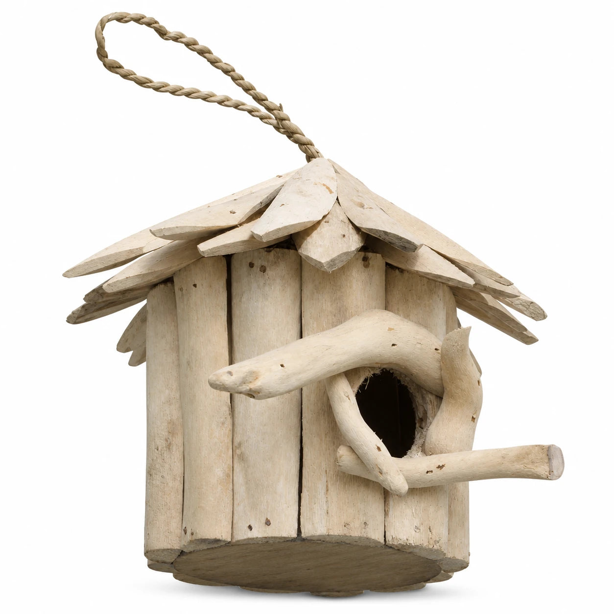 Runder Nistkasten aus Holz aus Albizienholz 20 x 18 cm — Foto 3
