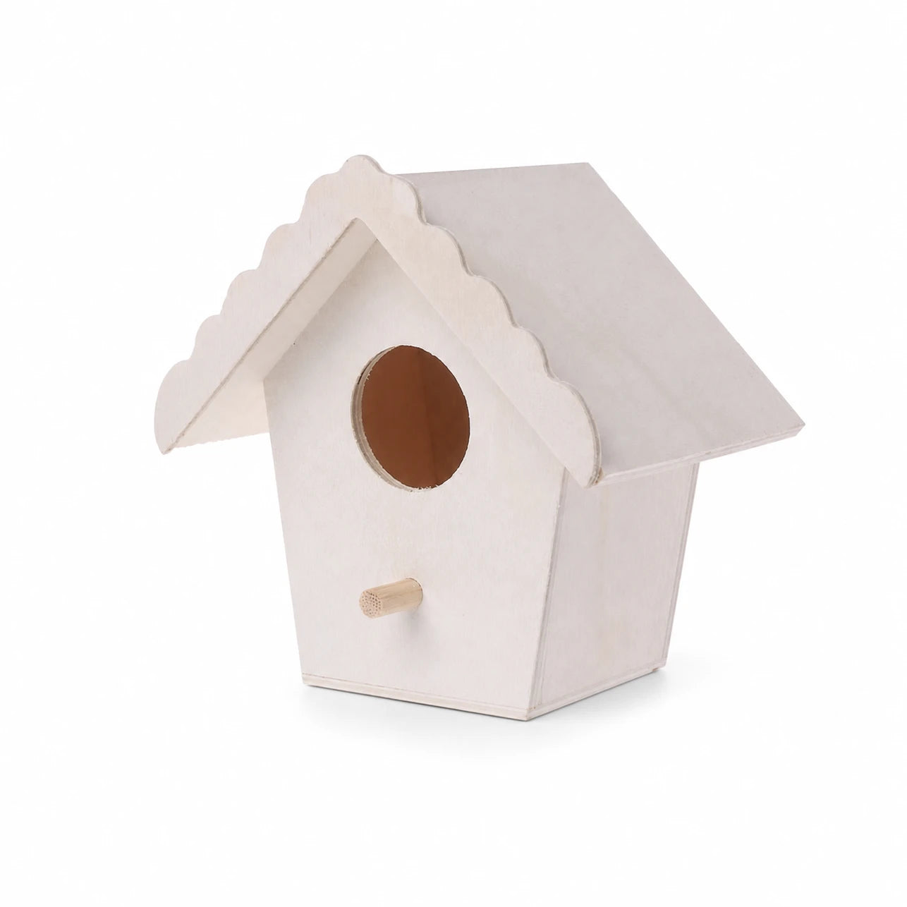 Nistkasten aus Holz weiß, Maße 4,7 × 4,7 × 9,5 cm — Foto 3