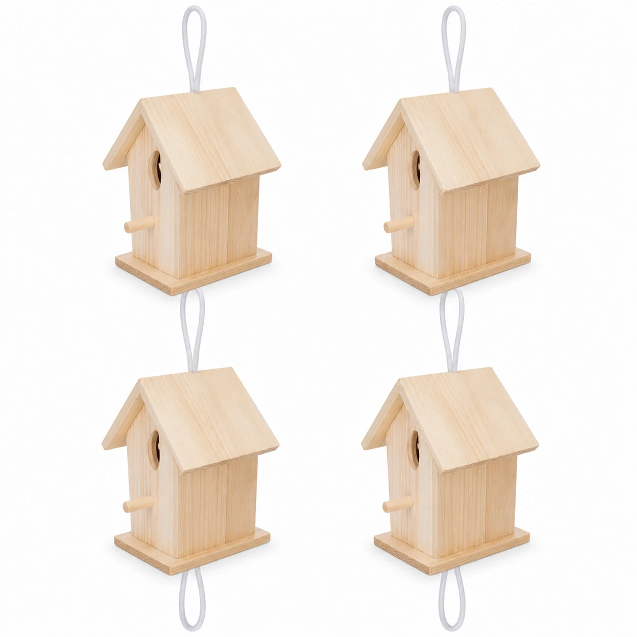 Set aus 4 Nistkästen hängend aus hellem Holz — Foto 3