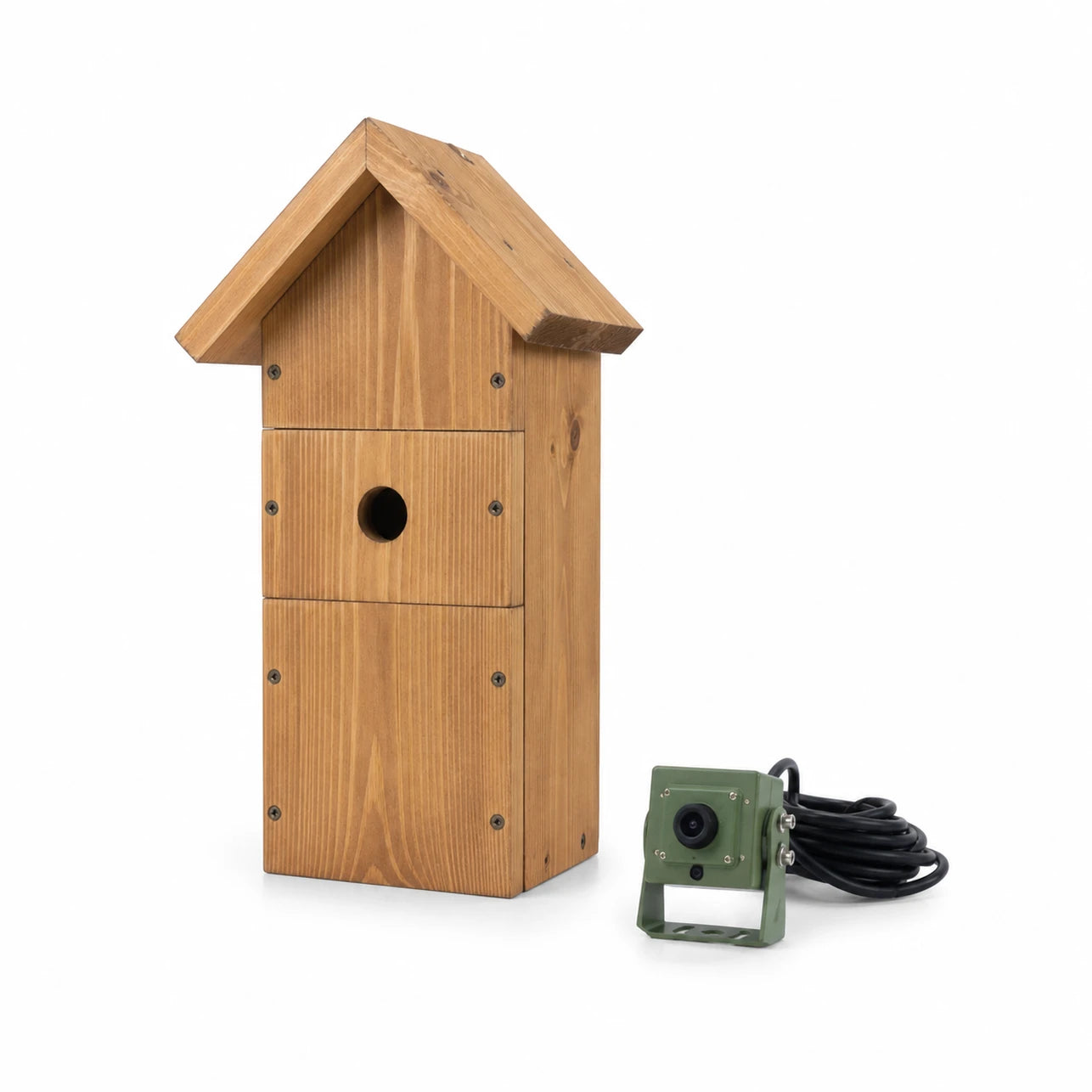 Nistkasten handgefertigt aus Holz braun, Maße 44 × 44 × 33 mm — Foto 3