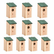 Set aus 10 Nistkästen aus Tanne grün, Maße 12 × 12 × 22 cm — Foto 3