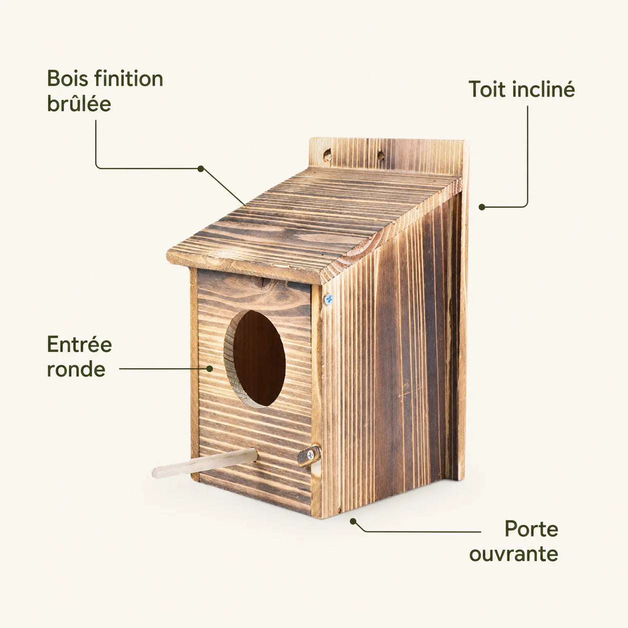 Nistkasten geflammtes Holz — Foto 3