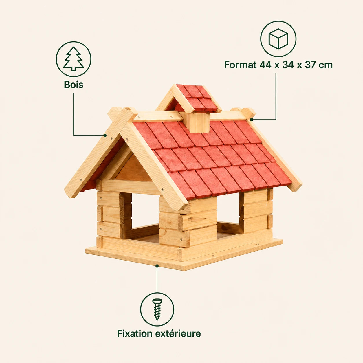 Vogelfutterhaus Chalet XXL aus Holz — Foto 4
