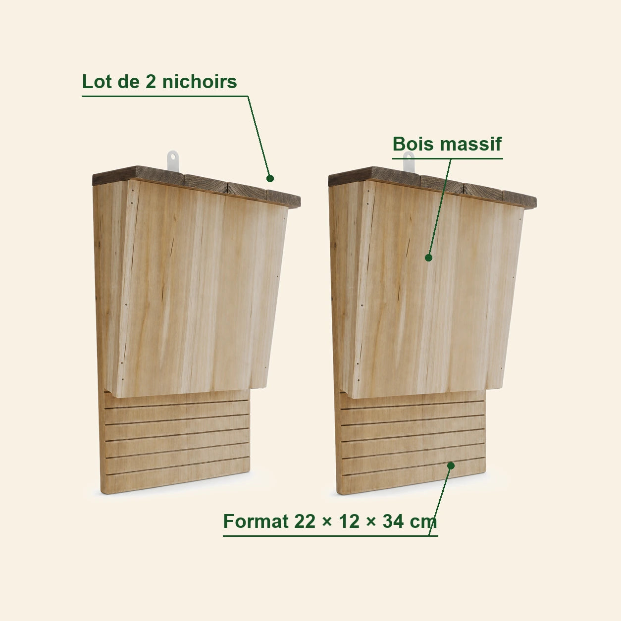 Set aus 2 Fledermauskästen 22 × 12 × 34 cm — Foto 4