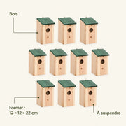 Set aus 10 Nistkästen aus Tanne grün, Maße 12 × 12 × 22 cm — Foto 4
