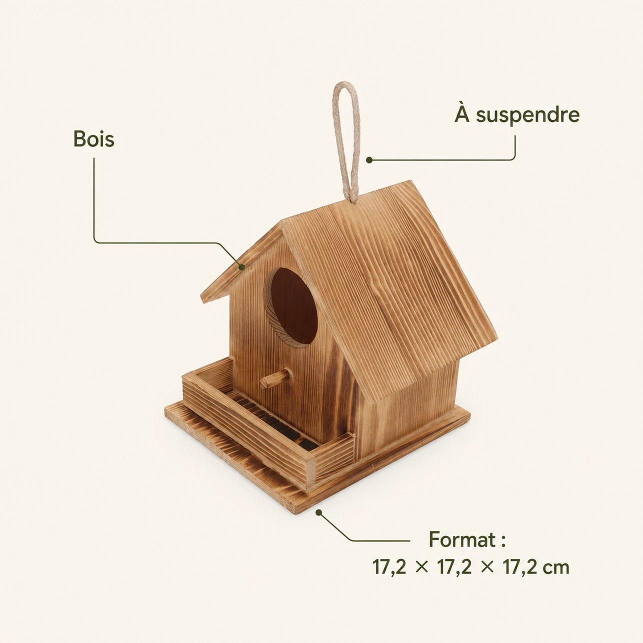 Nistkasten style rustikal aus Holz braun, Maße 17,2 × 17,2 × 17,2 cm — Foto 4