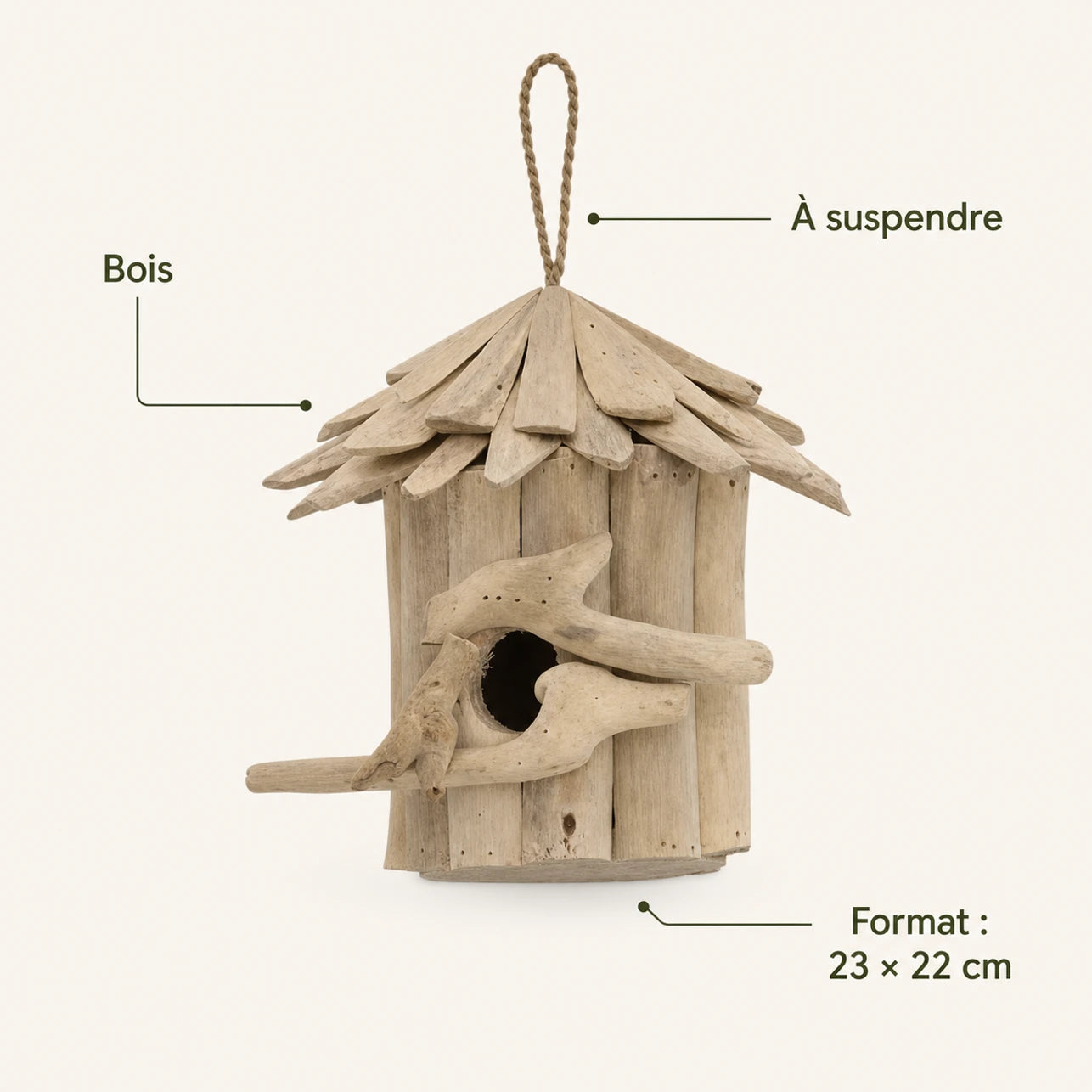Hängenistkasten aus Holz beige, Maße 23 × 22 cm — Foto 4