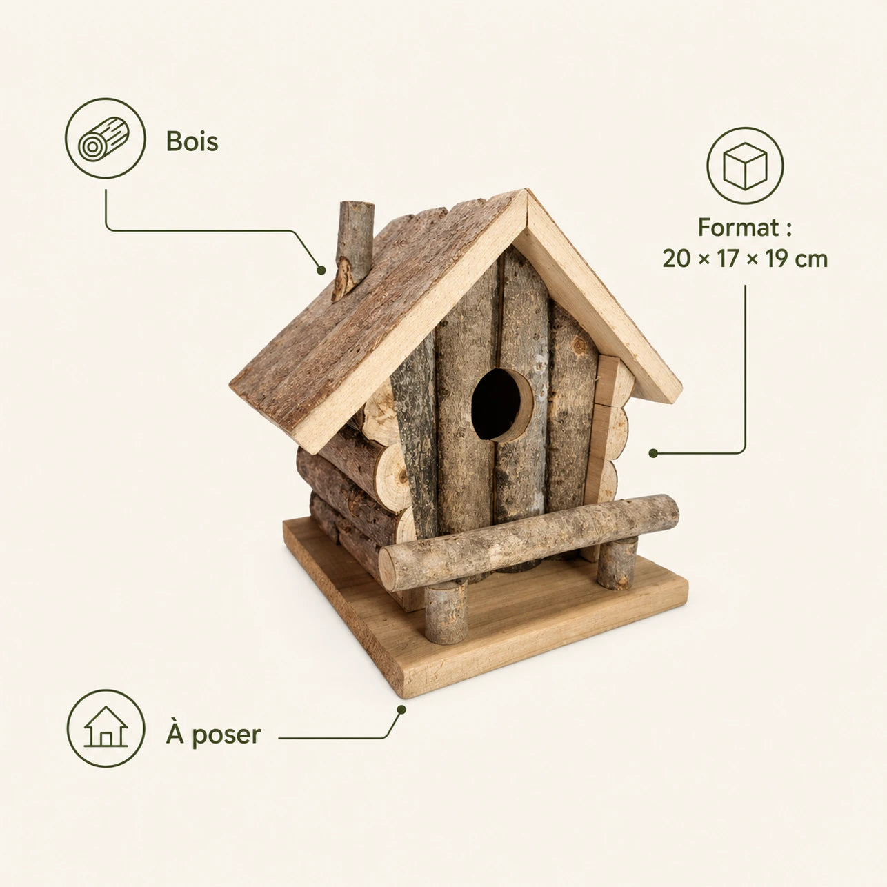 Nistkasten aus Holz braun, Maße 20 × 17 × 19 cm — Foto 4