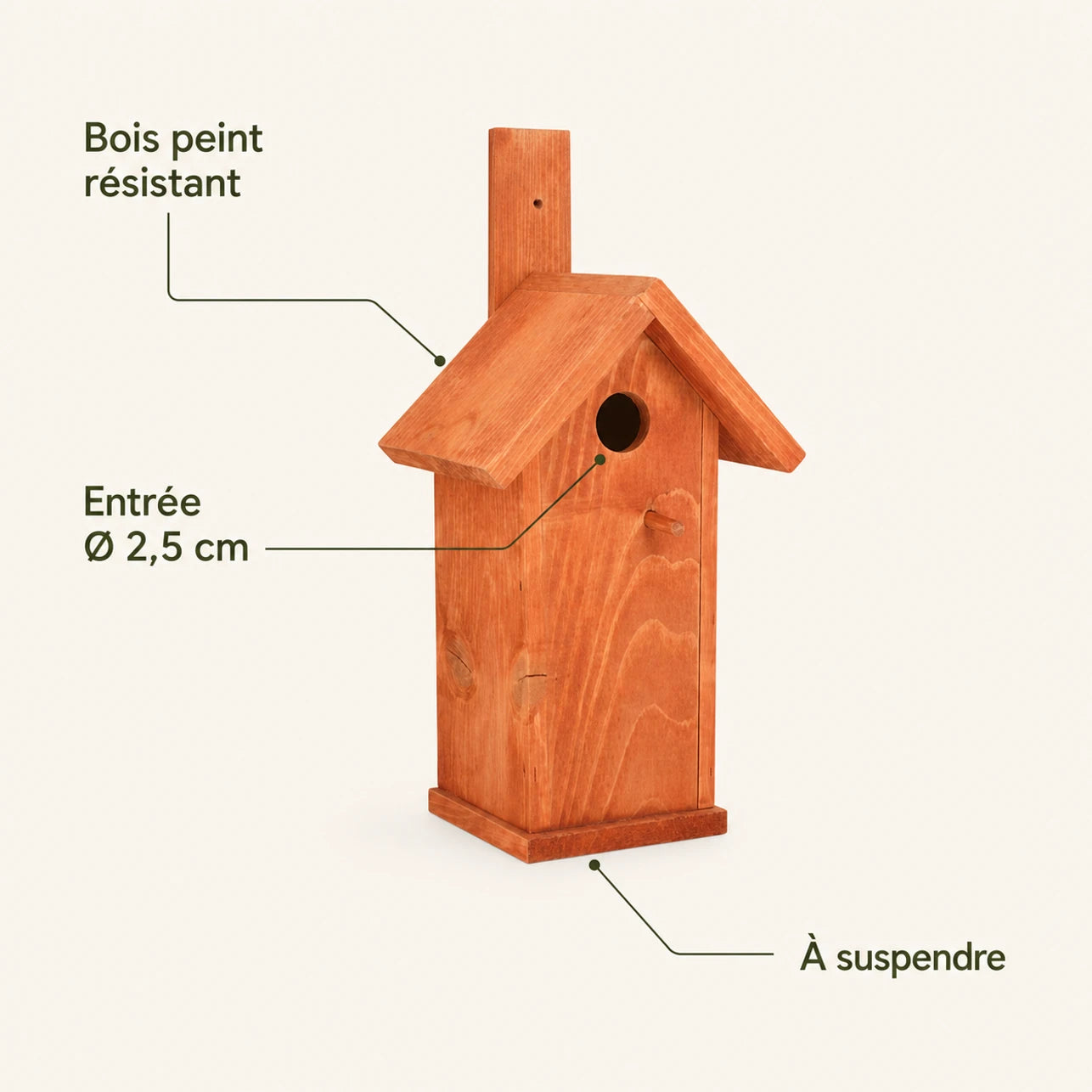 Hängenistkasten aus Holz rot, Maße 33 × 10 cm — Foto 4