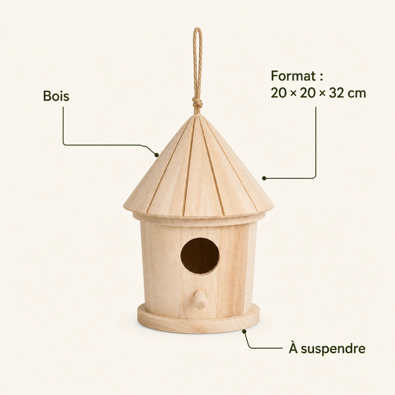 Wandnistkasten aus Holz beige, Maße 20 × 20 × 32 cm — Foto 4
