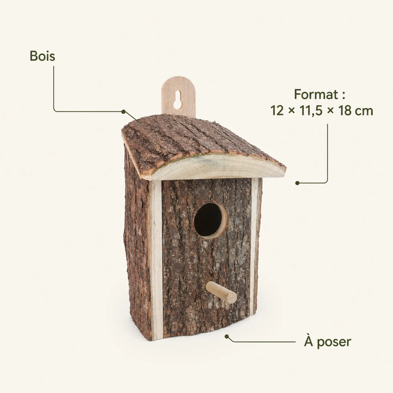 Nistkasten style rustikal aus Holz braun, Maße 12 × 11,5 × 18 cm — Foto 4