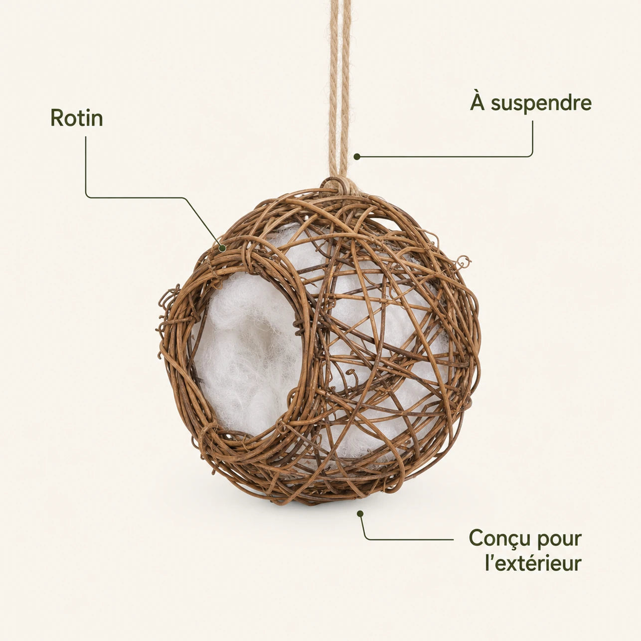 Nistkasten aus Rattan braun — Foto 4