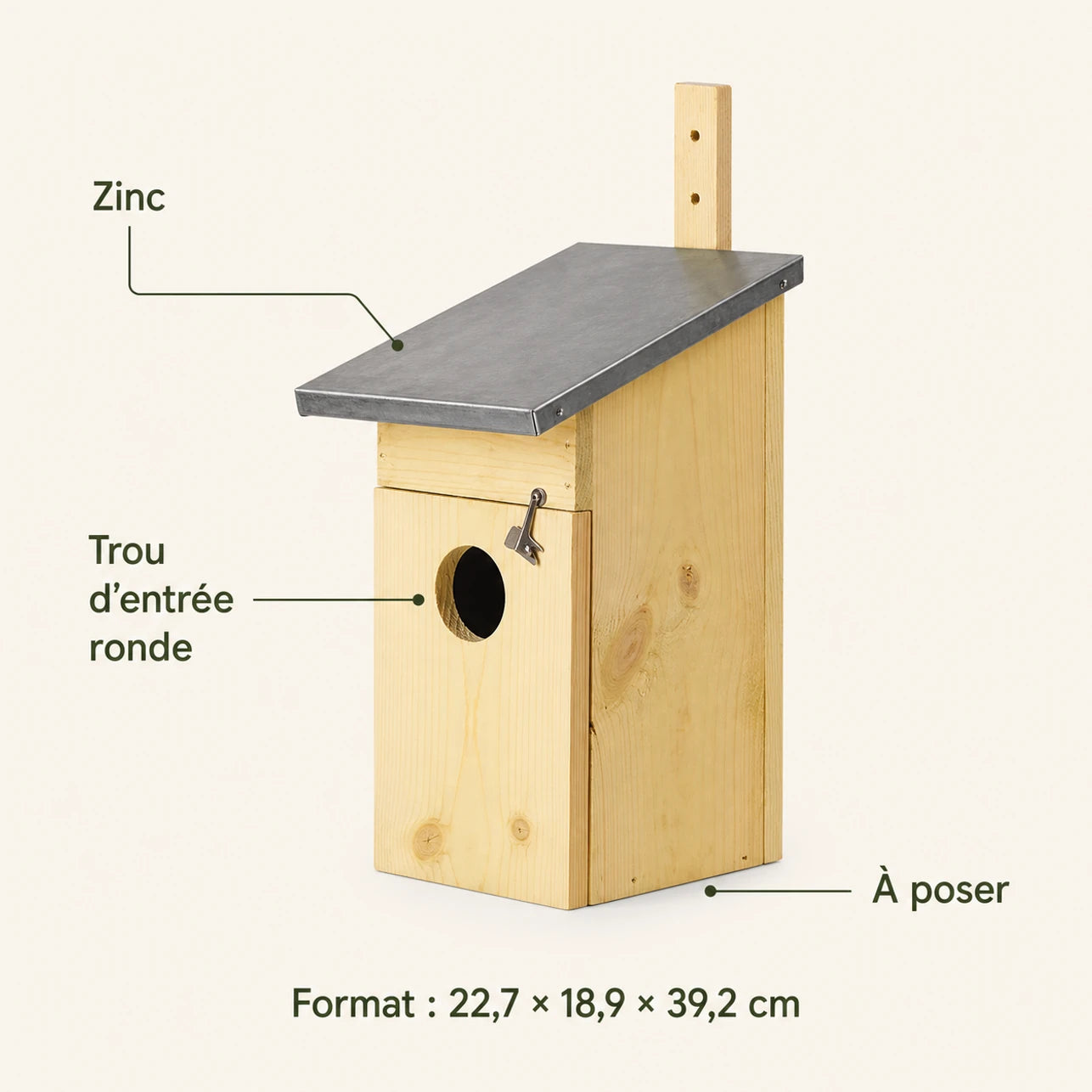 Nistkasten beige, Maße 22,7 × 18,9 × 39,2 cm — Foto 4