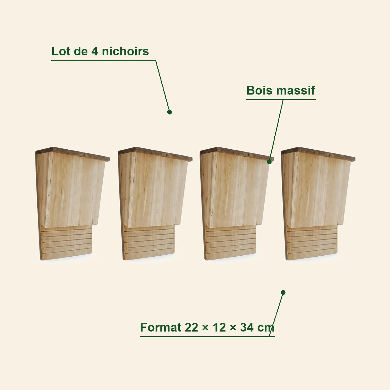 Set aus 4 Fledermauskästen 22 × 12 × 34 cm — Foto 4