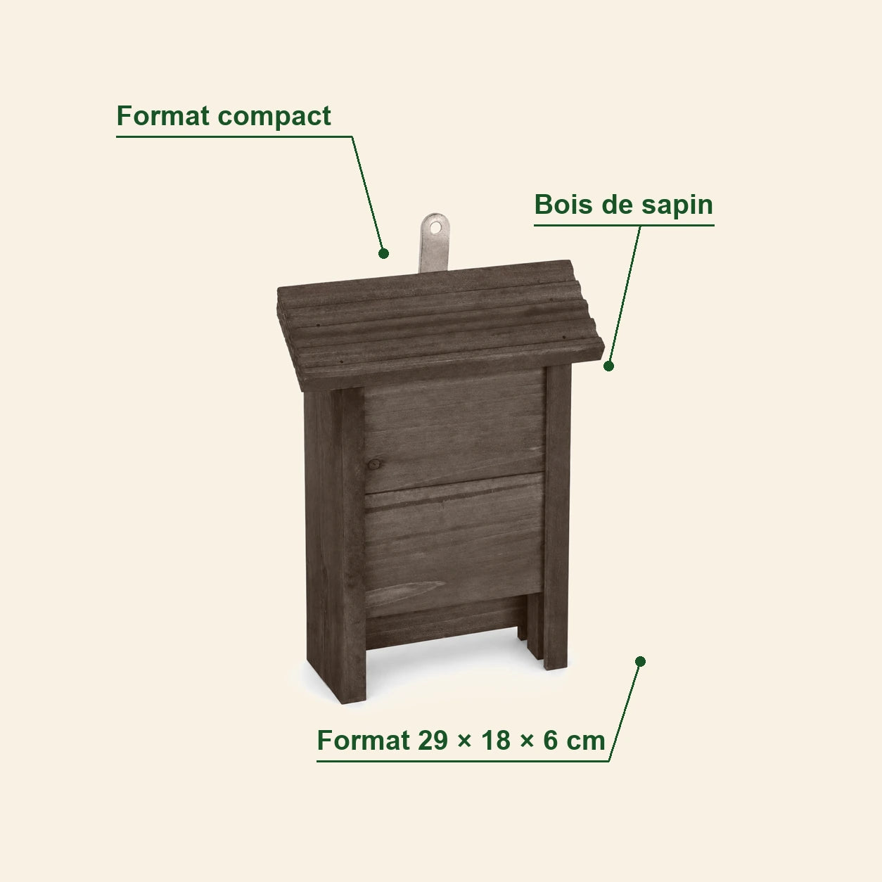 Fledermauskasten kompakt aus Holz braun — Foto 4