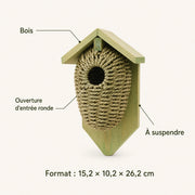 Nistkasten aus Holz und Seegras aus mer grün, Maße 15,2 × 10,2 × 26,2 cm — Foto 4
