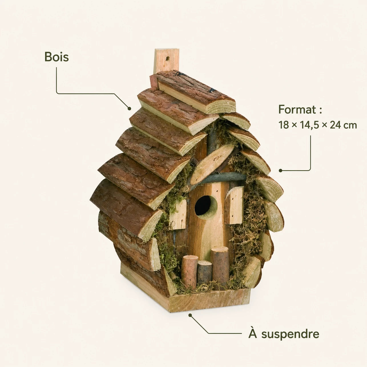 Nistkasten aus Holz braun, Maße 18 × 14,5 × 24 cm — Foto 4