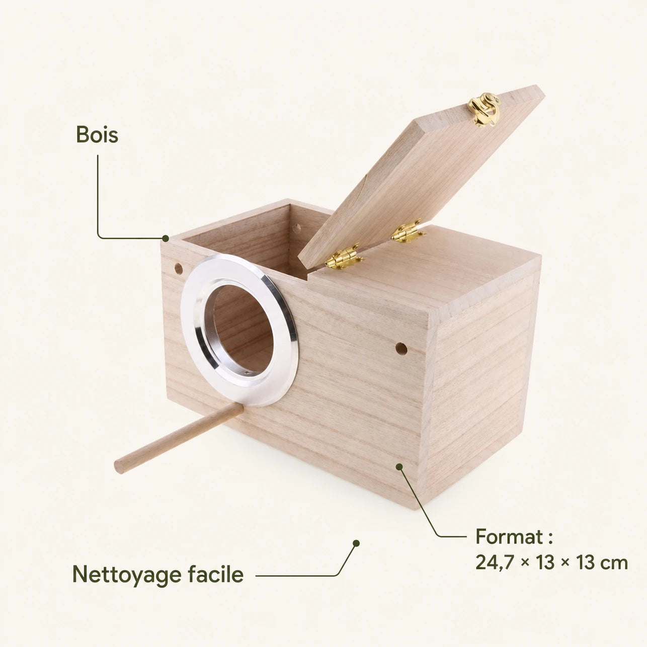 Nistkasten aus Holz beige, Maße 24,7 × 13 × 13 cm — Foto 4