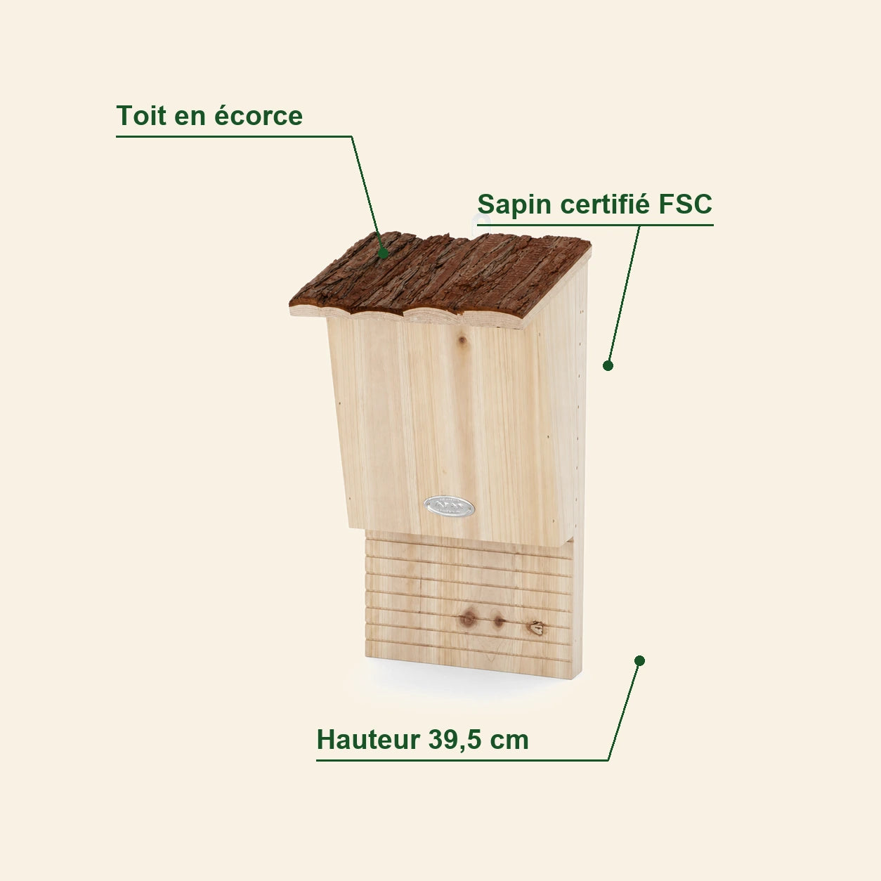 Fledermauskasten mit Dach aus Rinde — Foto 4