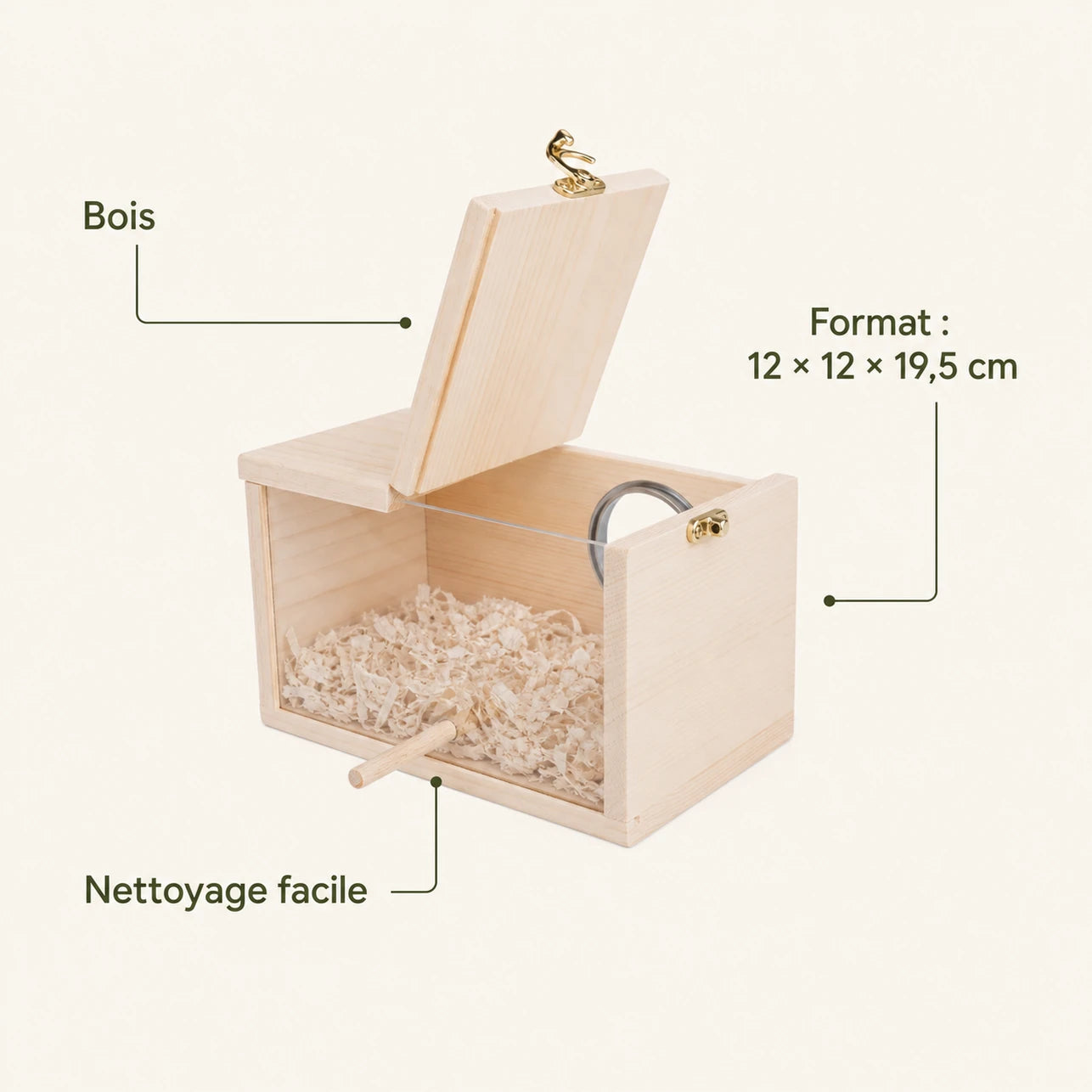 Nistkasten aus Holz beige, Maße 12 × 12 × 19,5 cm — Foto 4