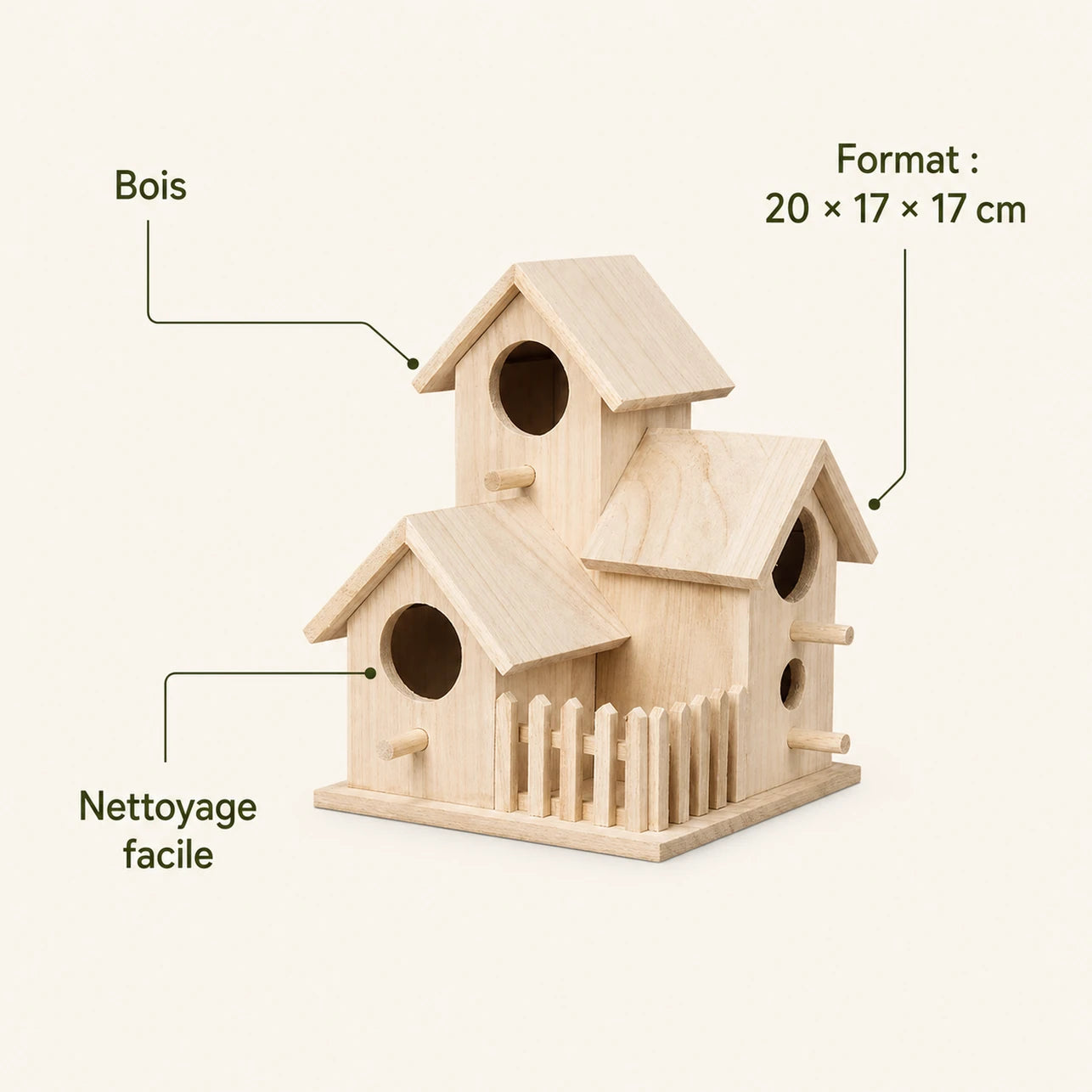 Set aus 3 Nistkästen aus Holz, Maße 20 × 17 × 17 cm — Foto 4