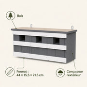 Set aus 3 Nistkästen aus Holz grau, Maße 44 × 15,5 × 21,5 cm — Foto 4