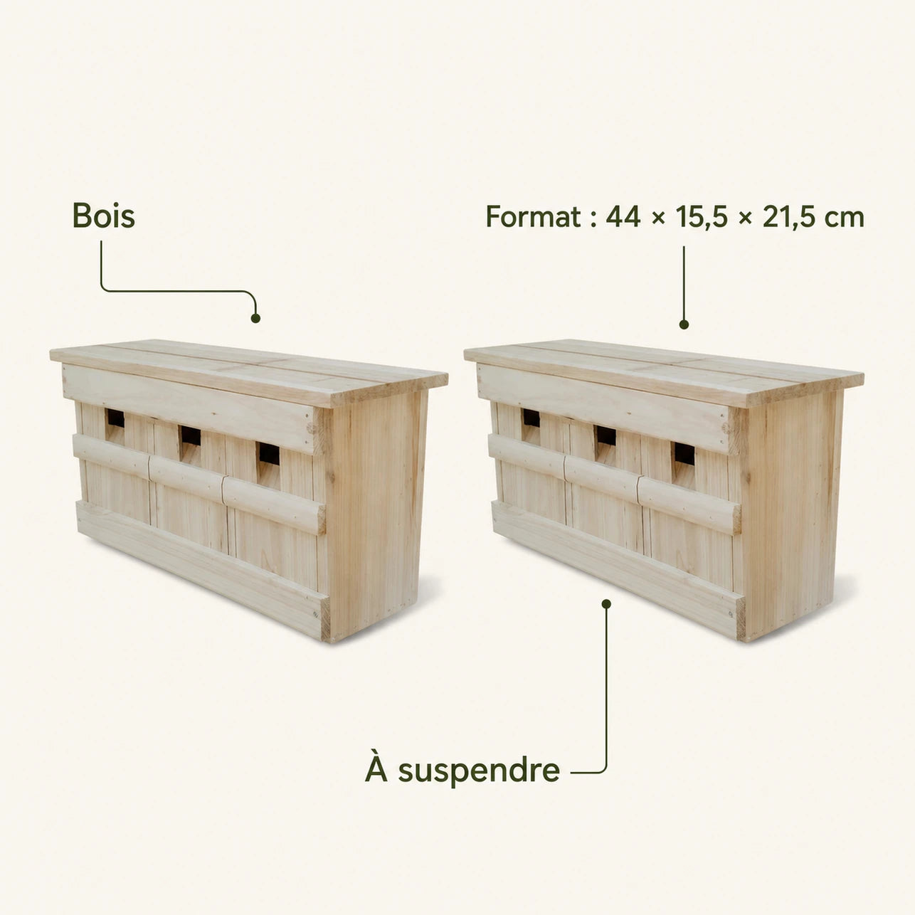 Set aus 2 Nistkästen aus Holz braun, Maße 44 × 15,5 × 21,5 cm — Foto 4