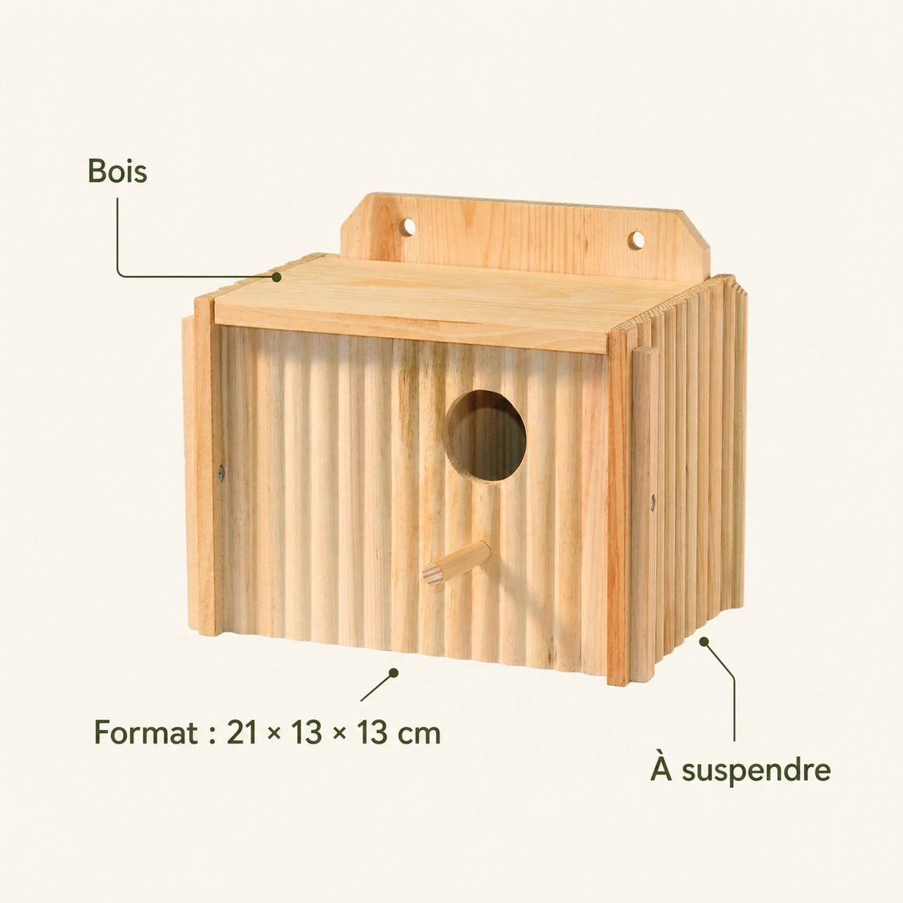 Nistkasten aus Holz braun, Maße 21 × 13 × 13 cm — Foto 4